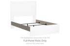 White full panel rails bed frame component with gray side brackets