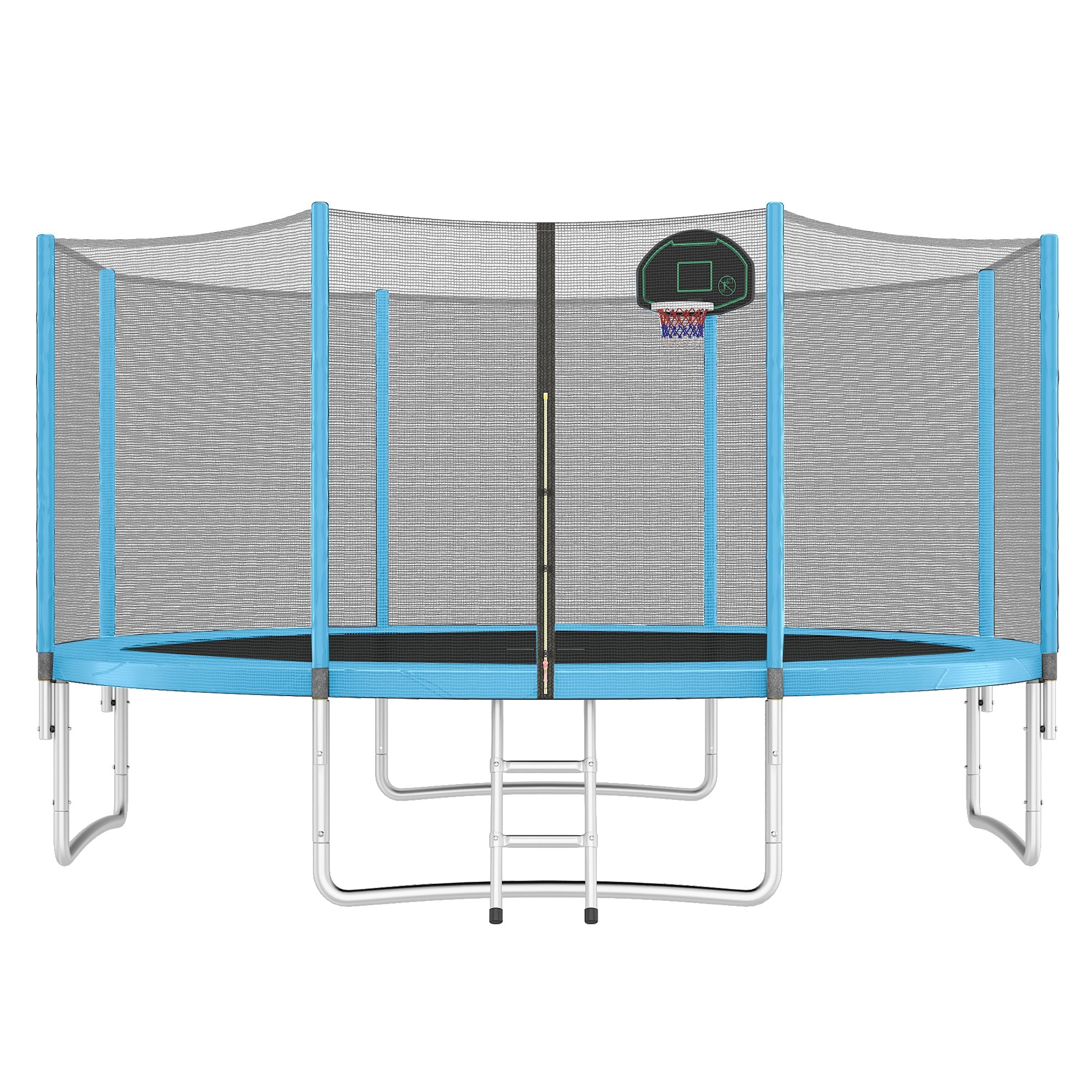 14FT Trampoline with Enclosure Net, Hoop & Ladder-American Furniture Outlet