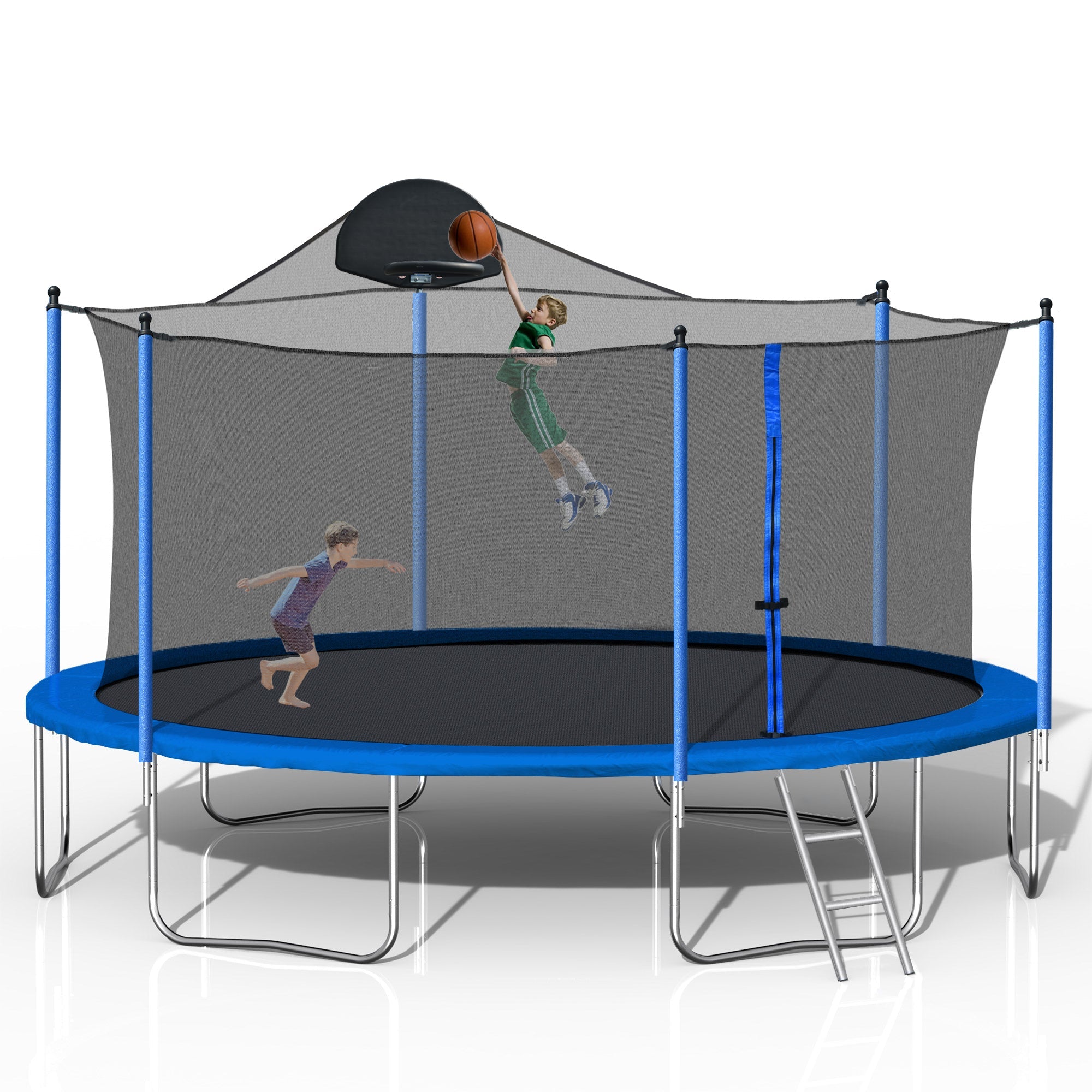 14FT Trampoline with Hoop, Ladder & Net-American Furniture Outlet