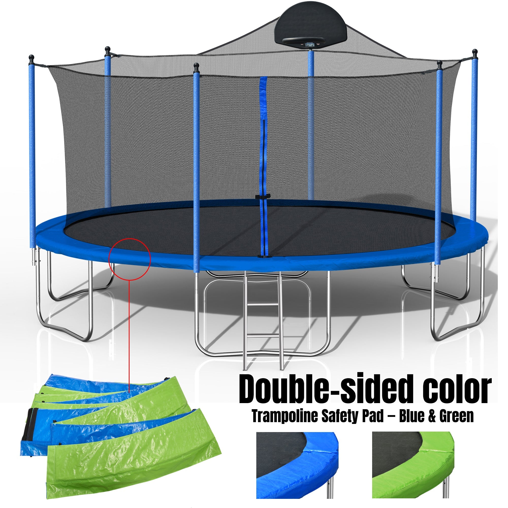 14FT Trampoline with Hoop, Ladder & Net-American Furniture Outlet