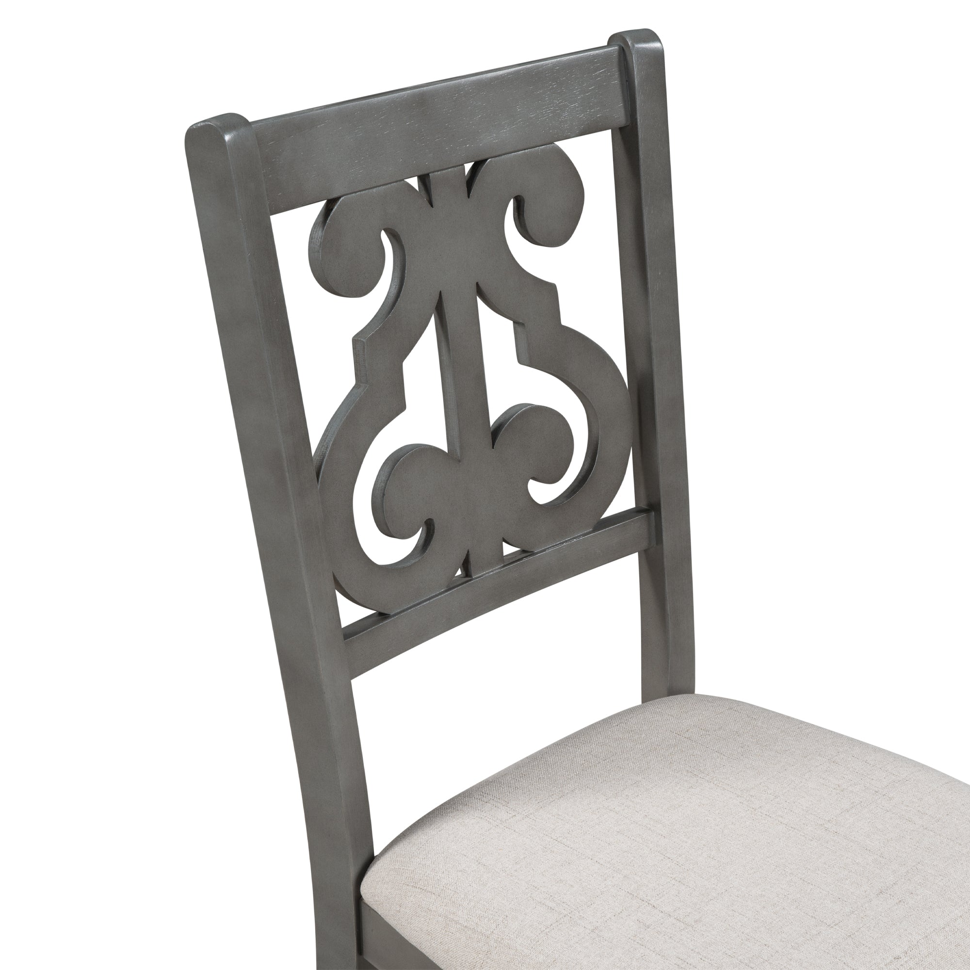 5-Pc Round Dining Set w/ Hollow Back Chairs (Gray)