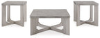 Occasional table set of 3, gray top nesting tables with whitewash frames