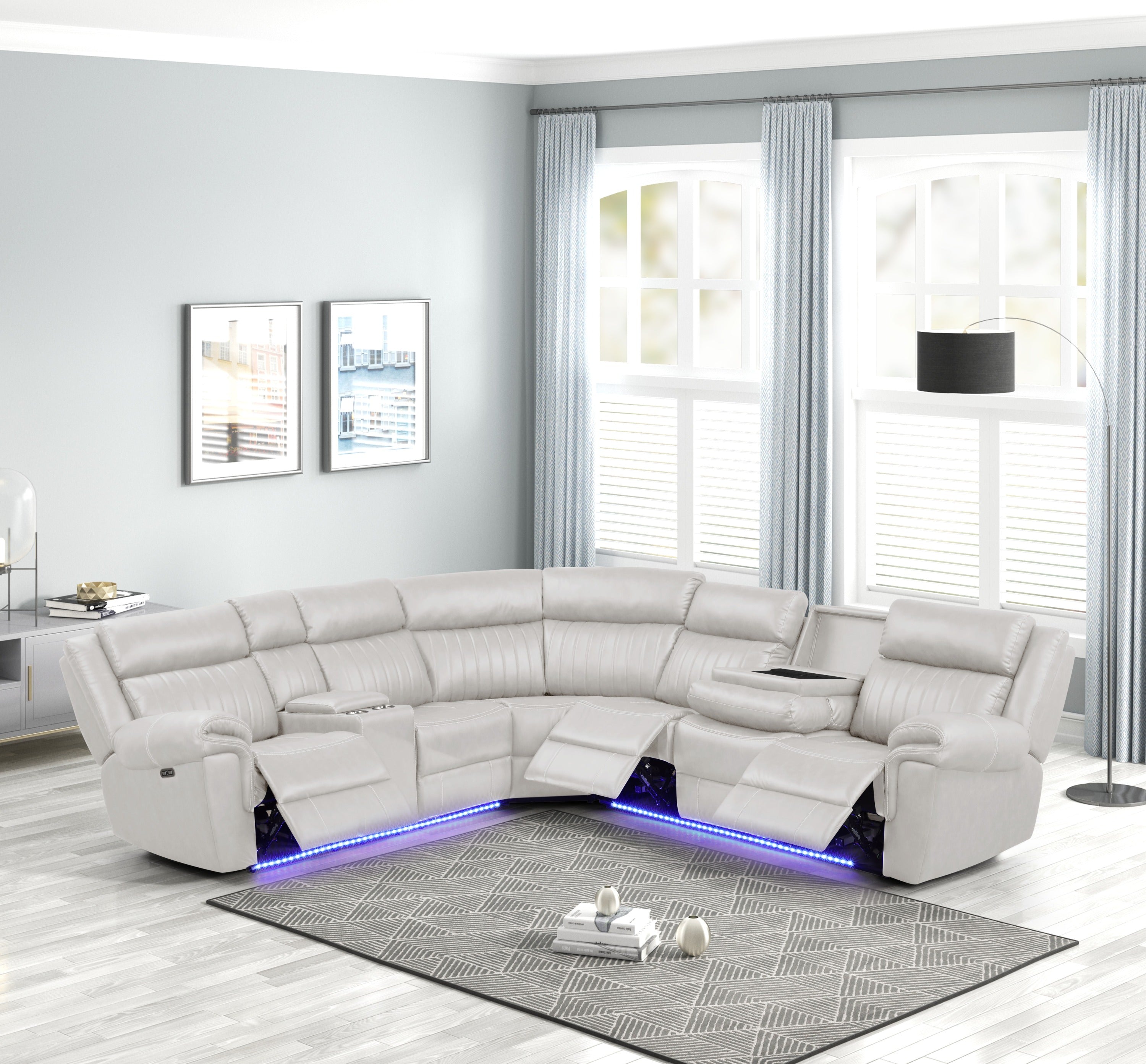 Modern Recliner Sectional Sofa - Ice