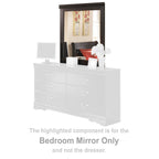 Black rectangular bedroom mirror with dark frame and straight top edge