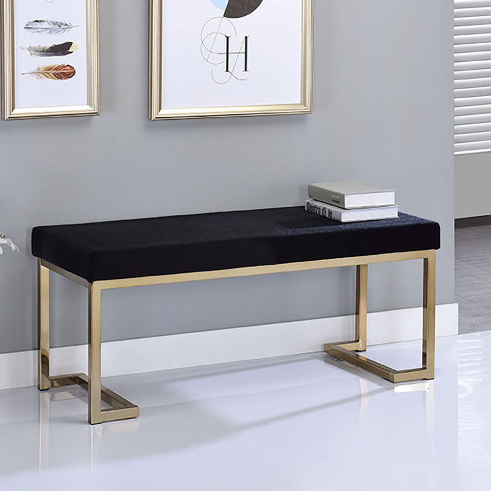 Black & Champagne Bench with C-Metal Base - Entryway Seating