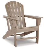 Driftwood Adirondack chair with wide slatted back and arms