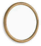 Yadiel brown oval accent mirror with smooth wood-look frame edge