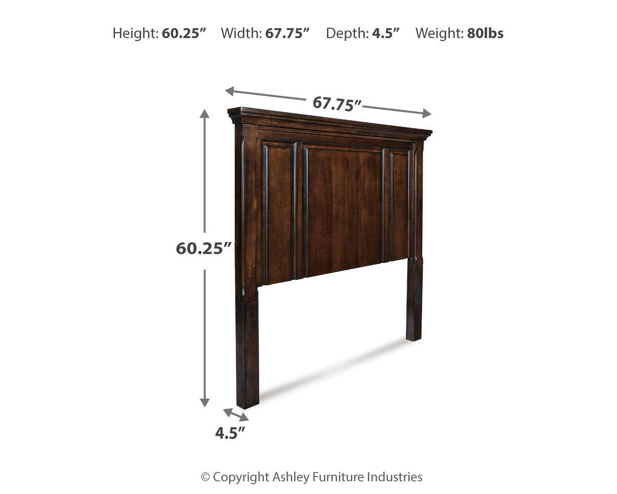 Queen panel headboard in rustic dark brown with inset vertical panels
