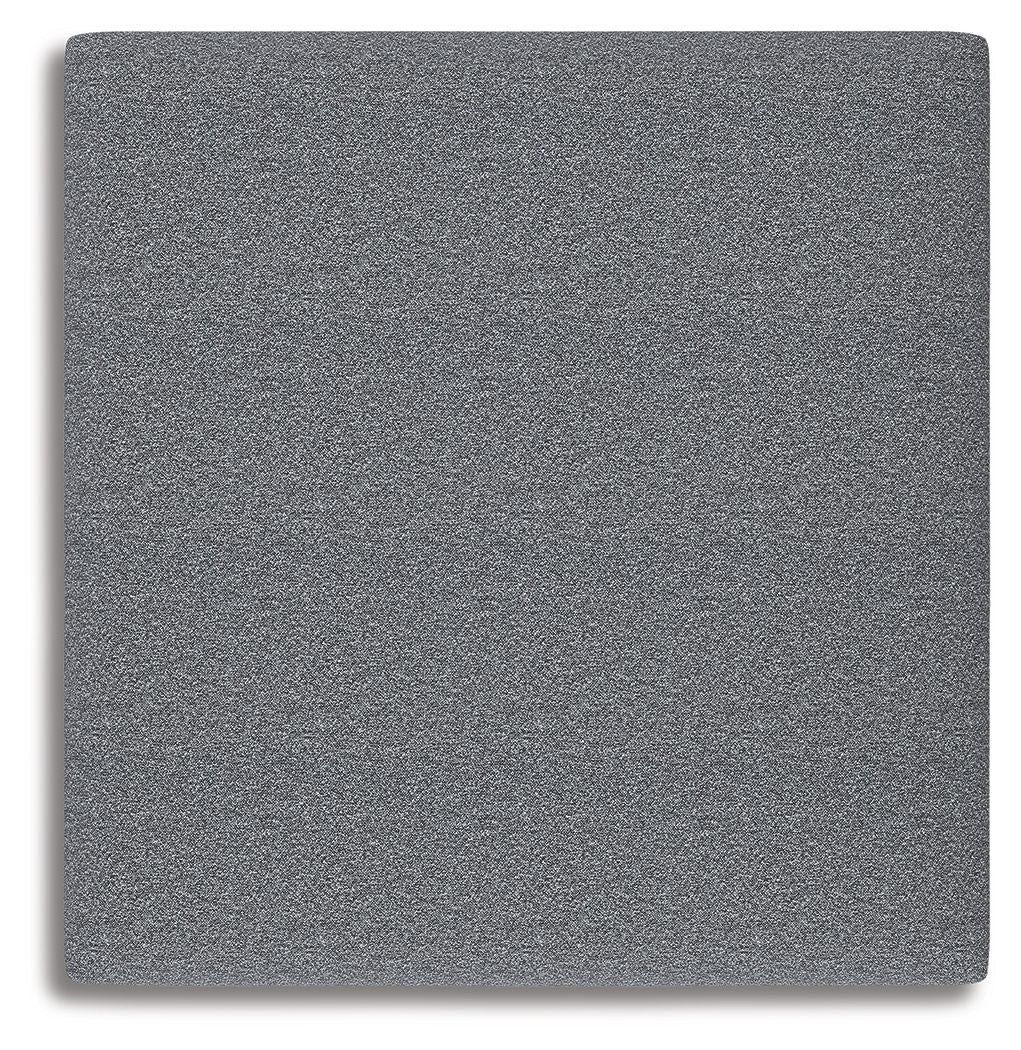 Oversized accent ottoman in salt-and-pepper gray fabric, flat square top