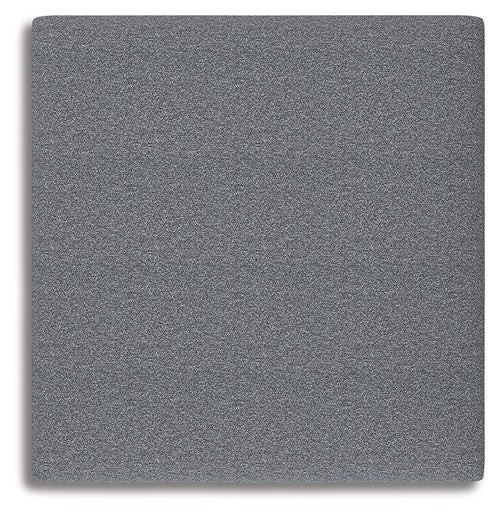Oversized accent ottoman in salt-and-pepper gray fabric, flat square top