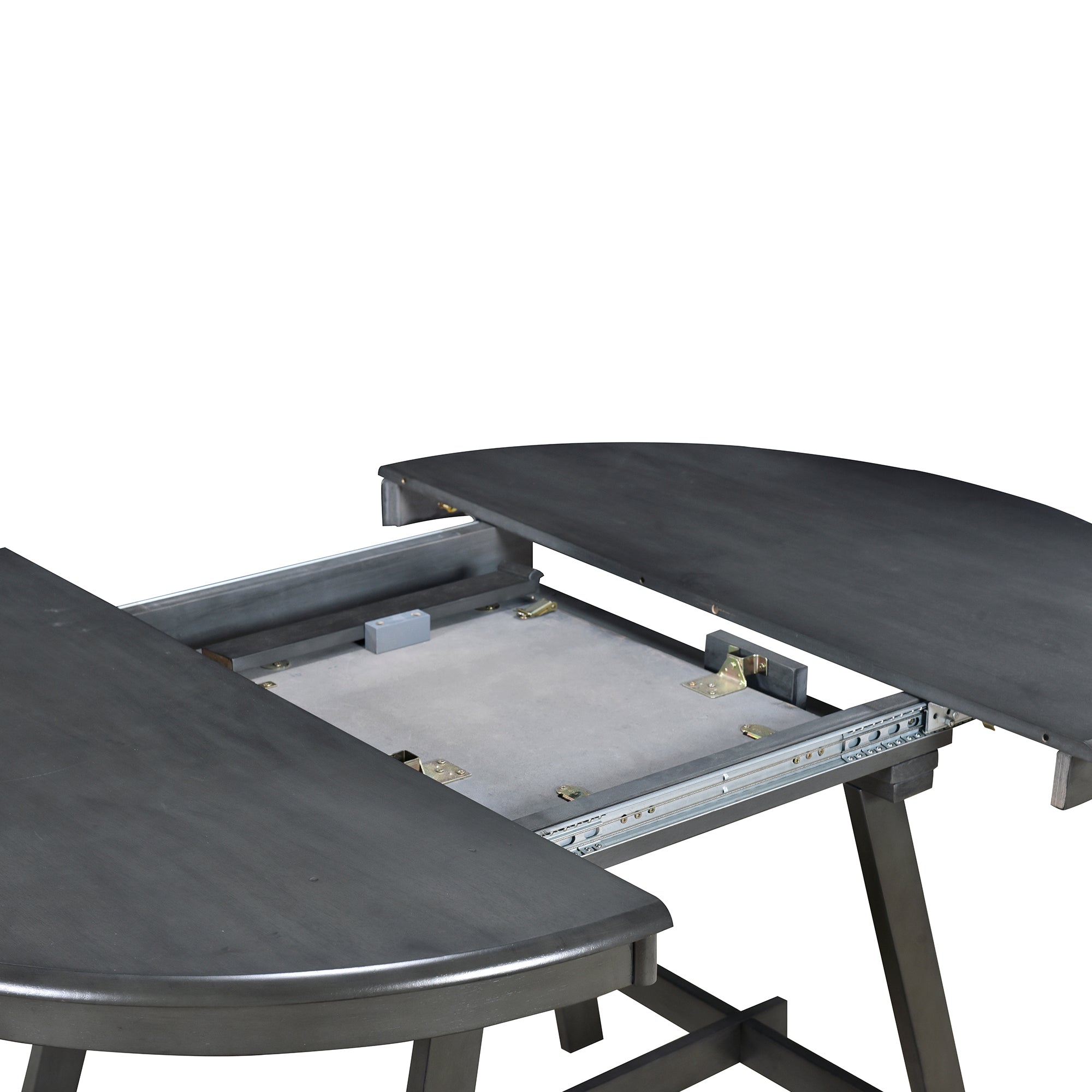 5-Piece Round Extendable Dining Table Set (Gray)