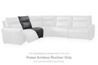 Power armless recliner with adjustable headrest, highlighted as recliner-only piece in sectional.
