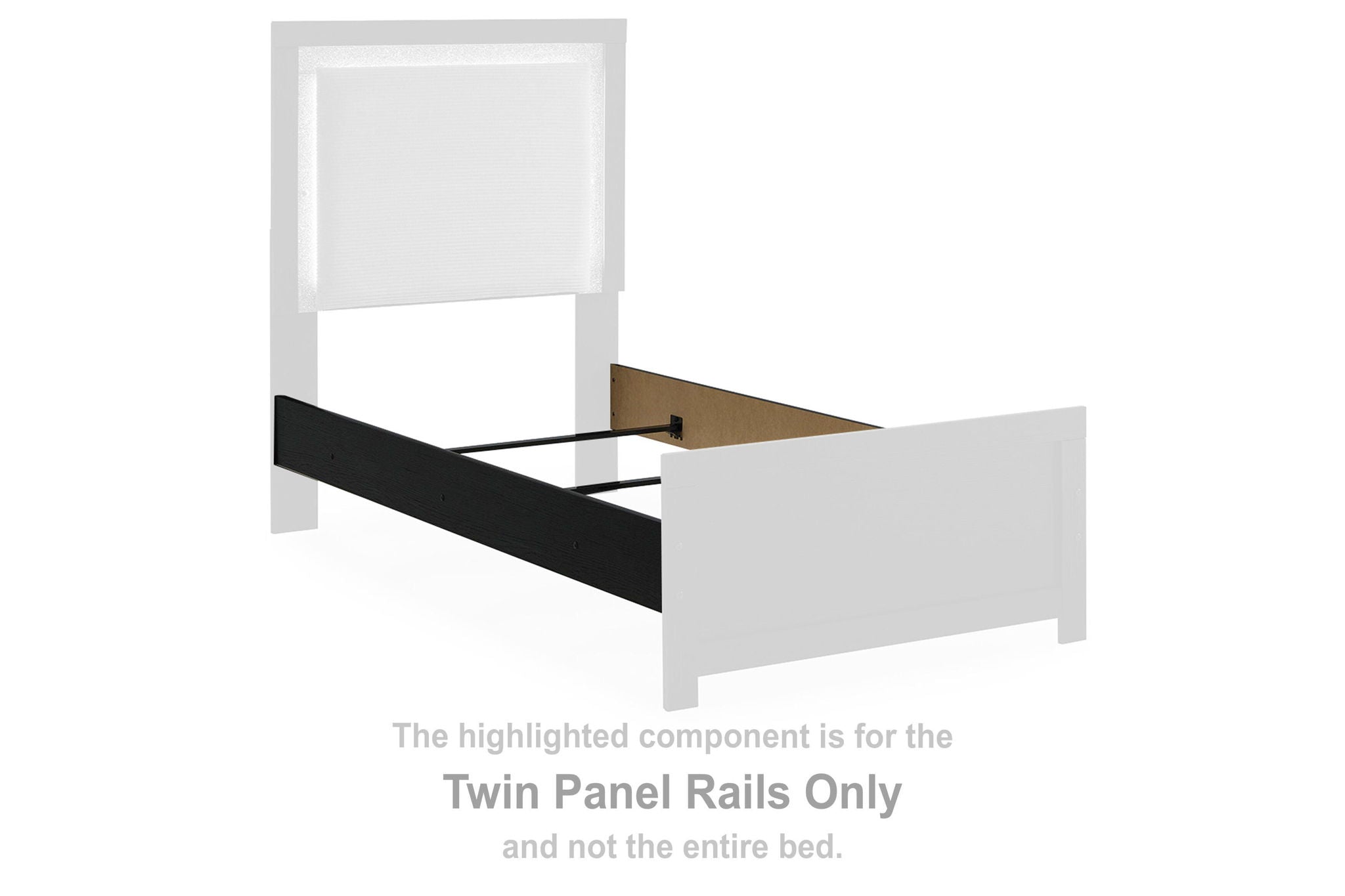 Black twin panel rails with side brackets and horizontal rail bar