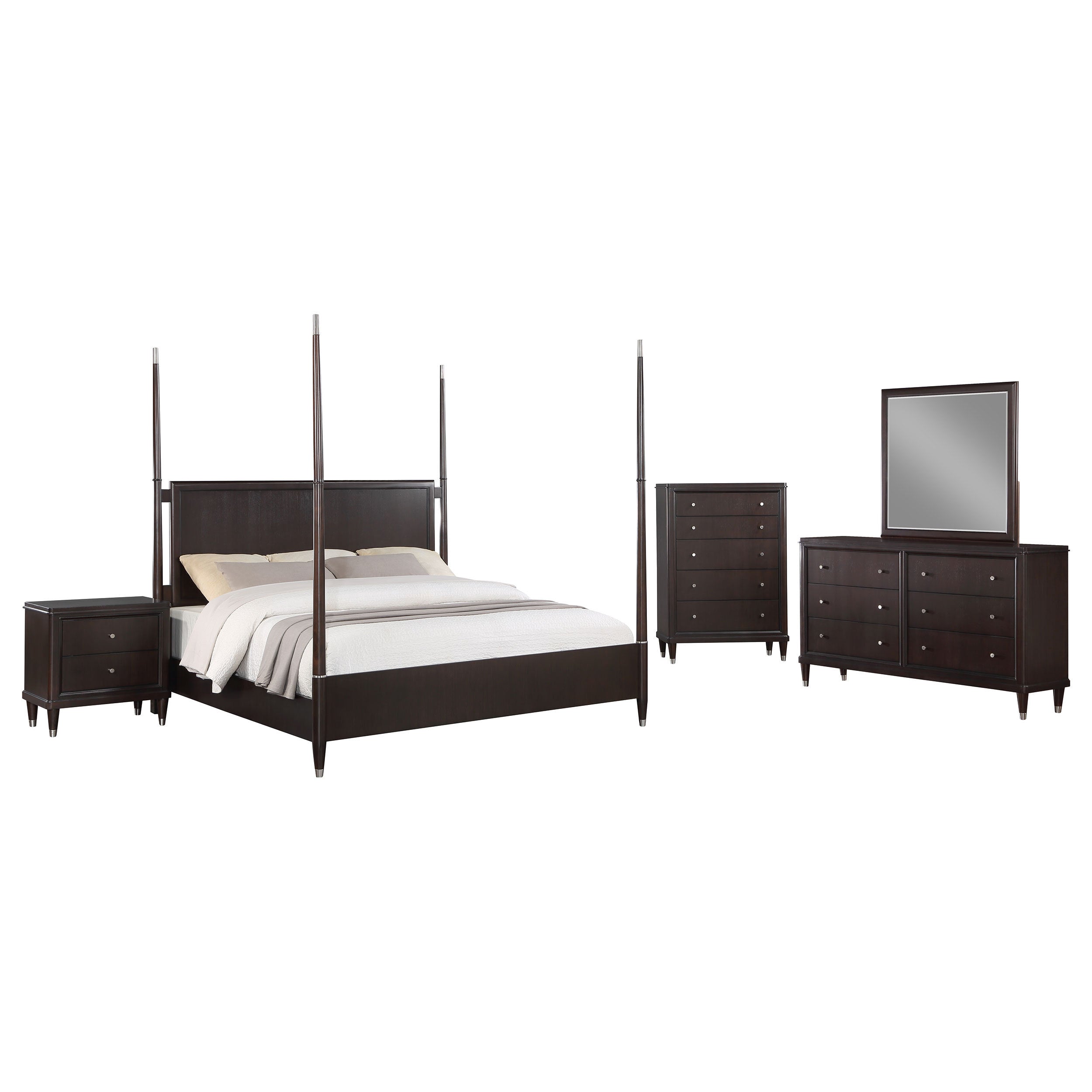 Niguel Brown 5-Pc Poster Bedroom Set: Elegant Furniture