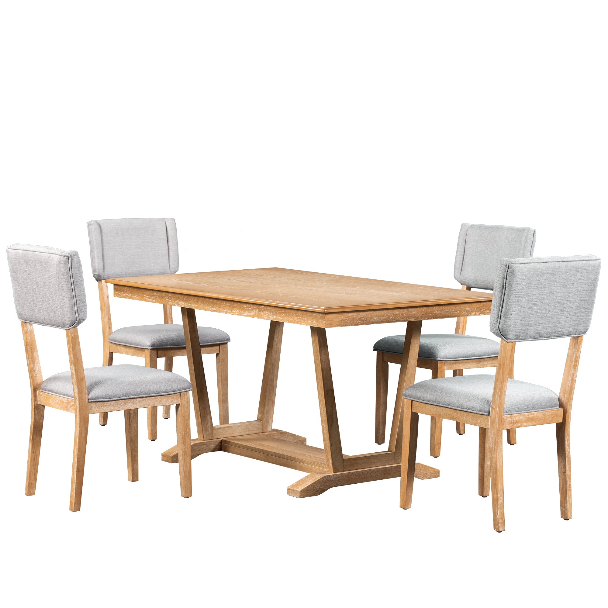 Rustic 5-Piece Dining Set, 59" Table & 4 Chairs