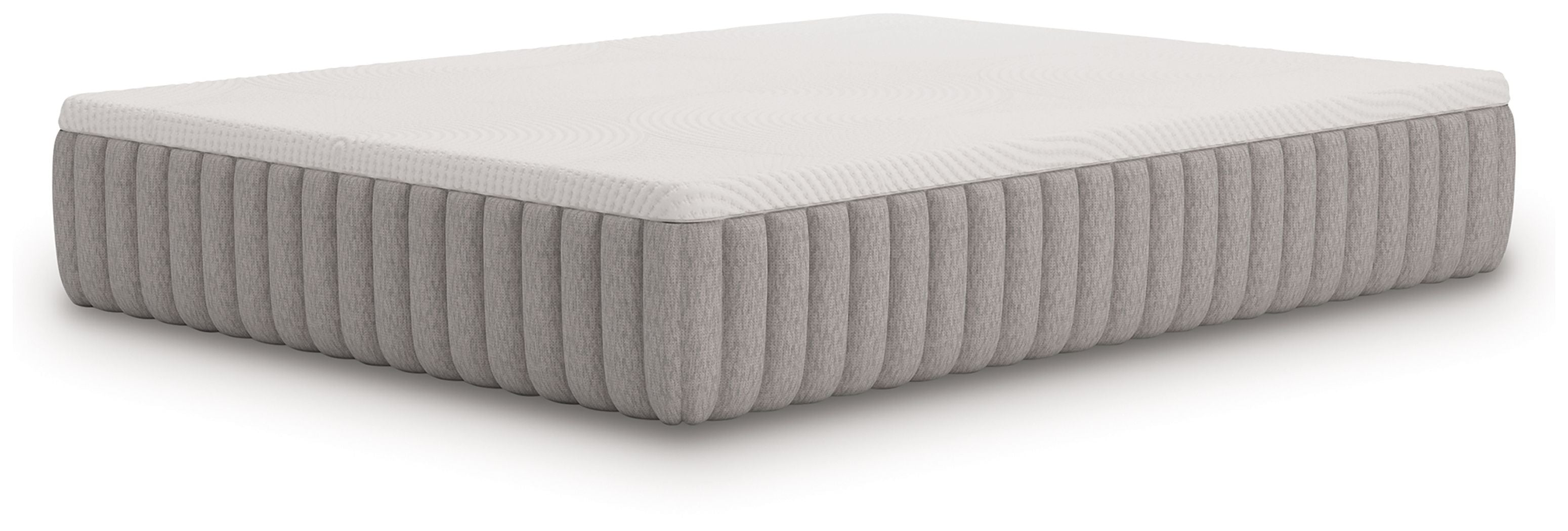 White mattress with vertical side channels and smooth top