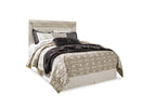 Bellaby beige panel headboard with upholstered bed frame and side rails
