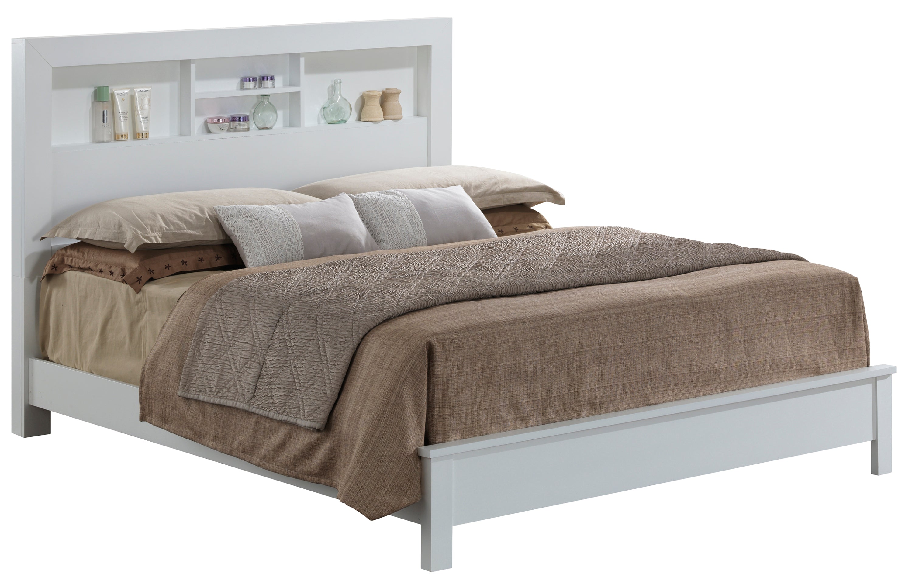 Stylish Transitional White Queen Bed - Elegant & Modern Design