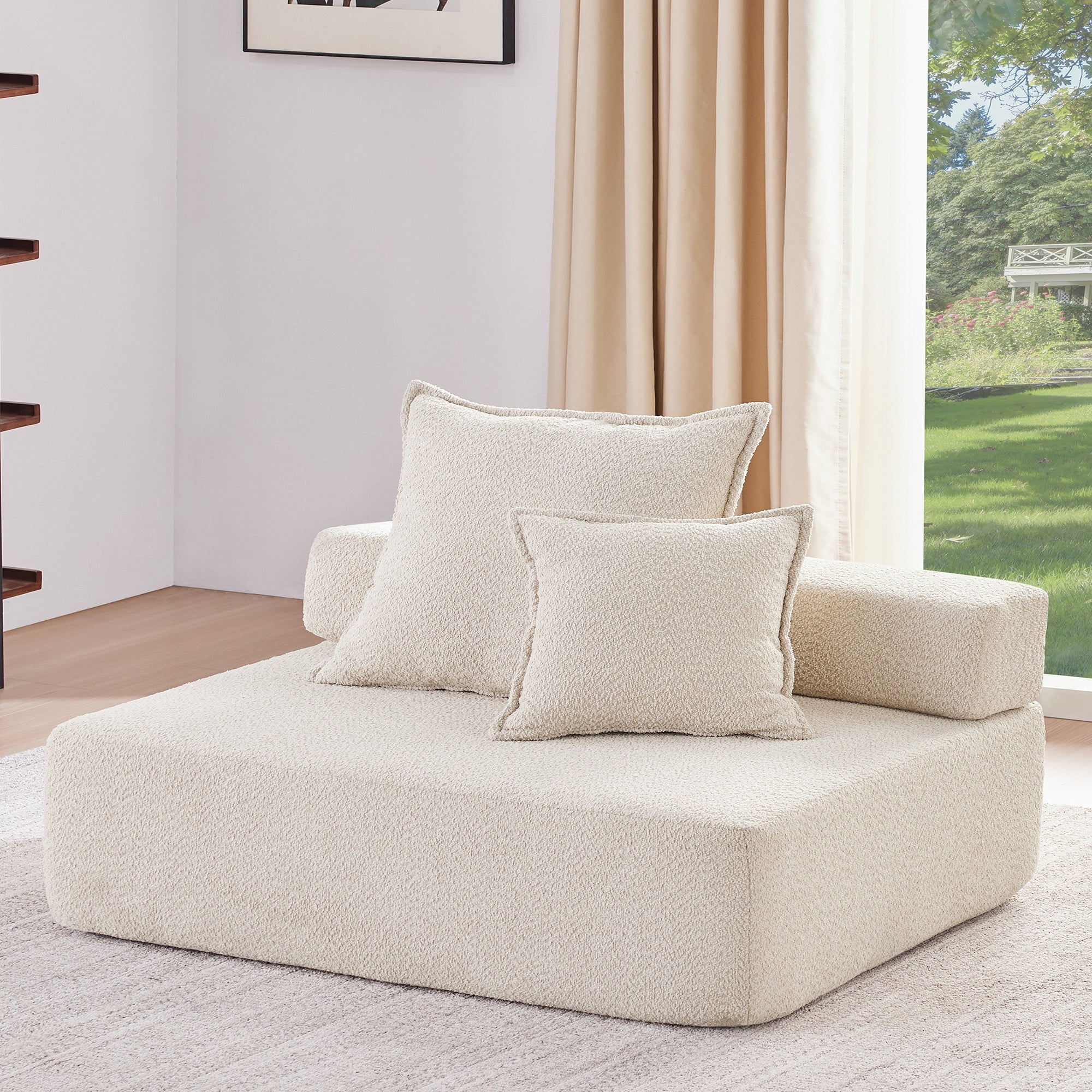 Luxury Boucle Modular U-Shaped Sectional Loveseat Frame