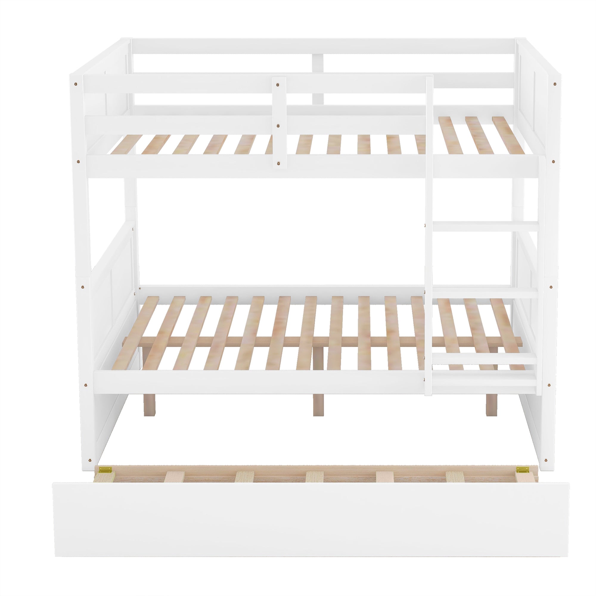 Brawnson White Full Over Full Bunk Bed, Twin Trundle, Kids Bedroom