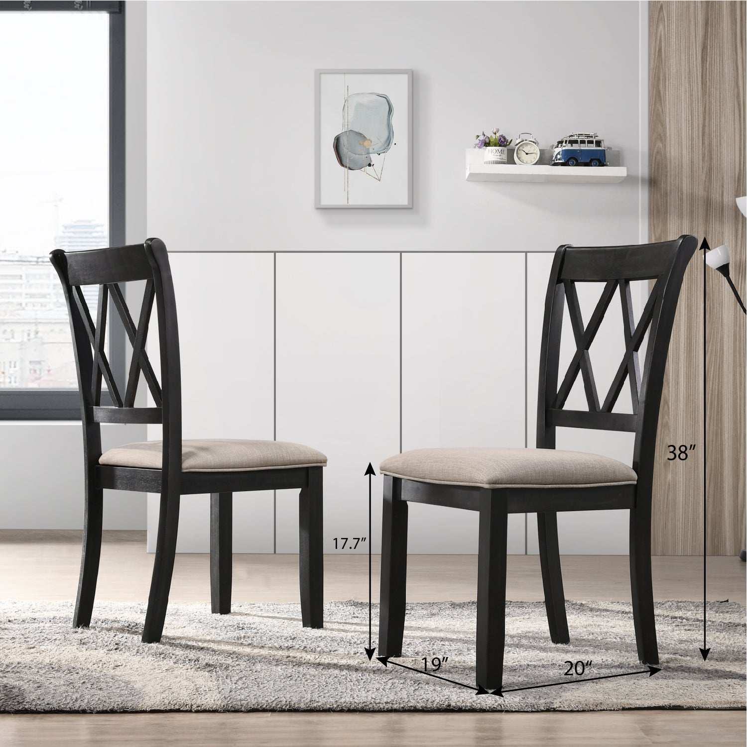 Indvale Black Cross-Buck 5-Piece Dining Set