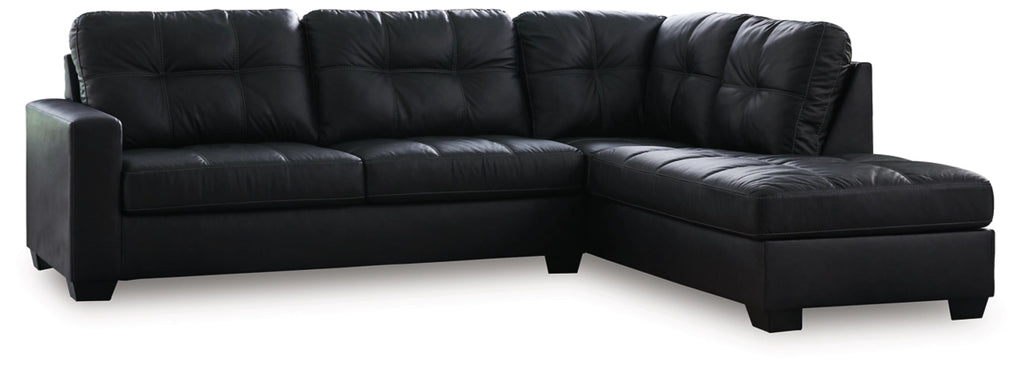 Dark charcoal sectional sofa with chaise corner, angled view