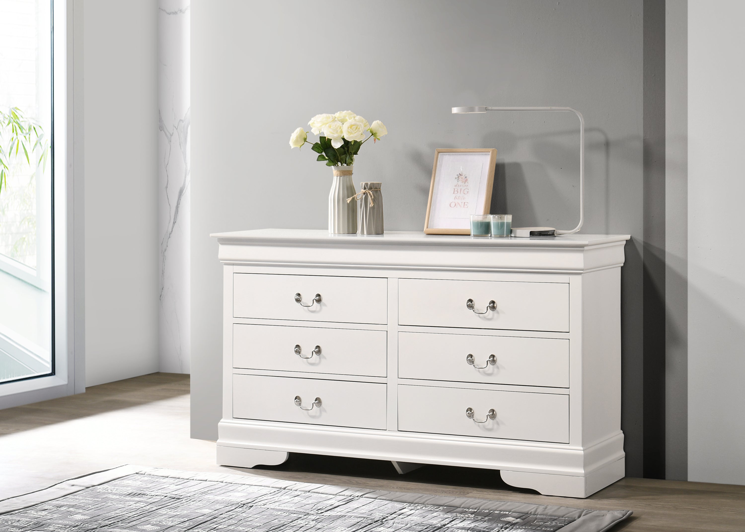 LouisPhillipe White G02190-D Dresser: Elegant Bedroom Furniture