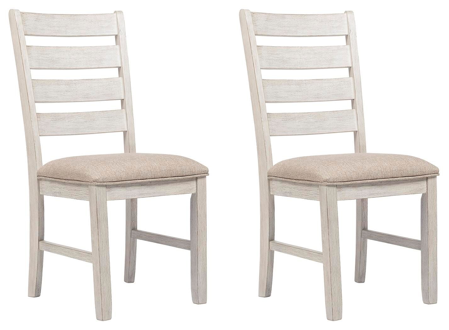 Skempton dining upholstered side chair set of 2, whitewashed wood with beige fabric seat
