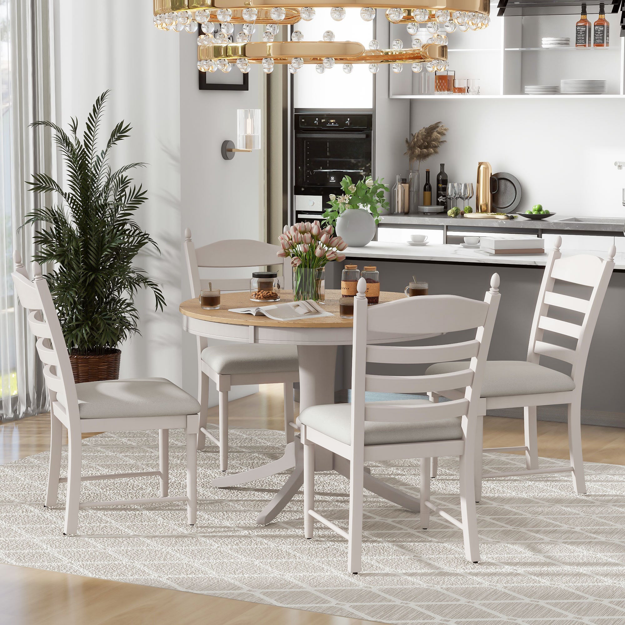 5-Pc Retro Dining Set - Off White