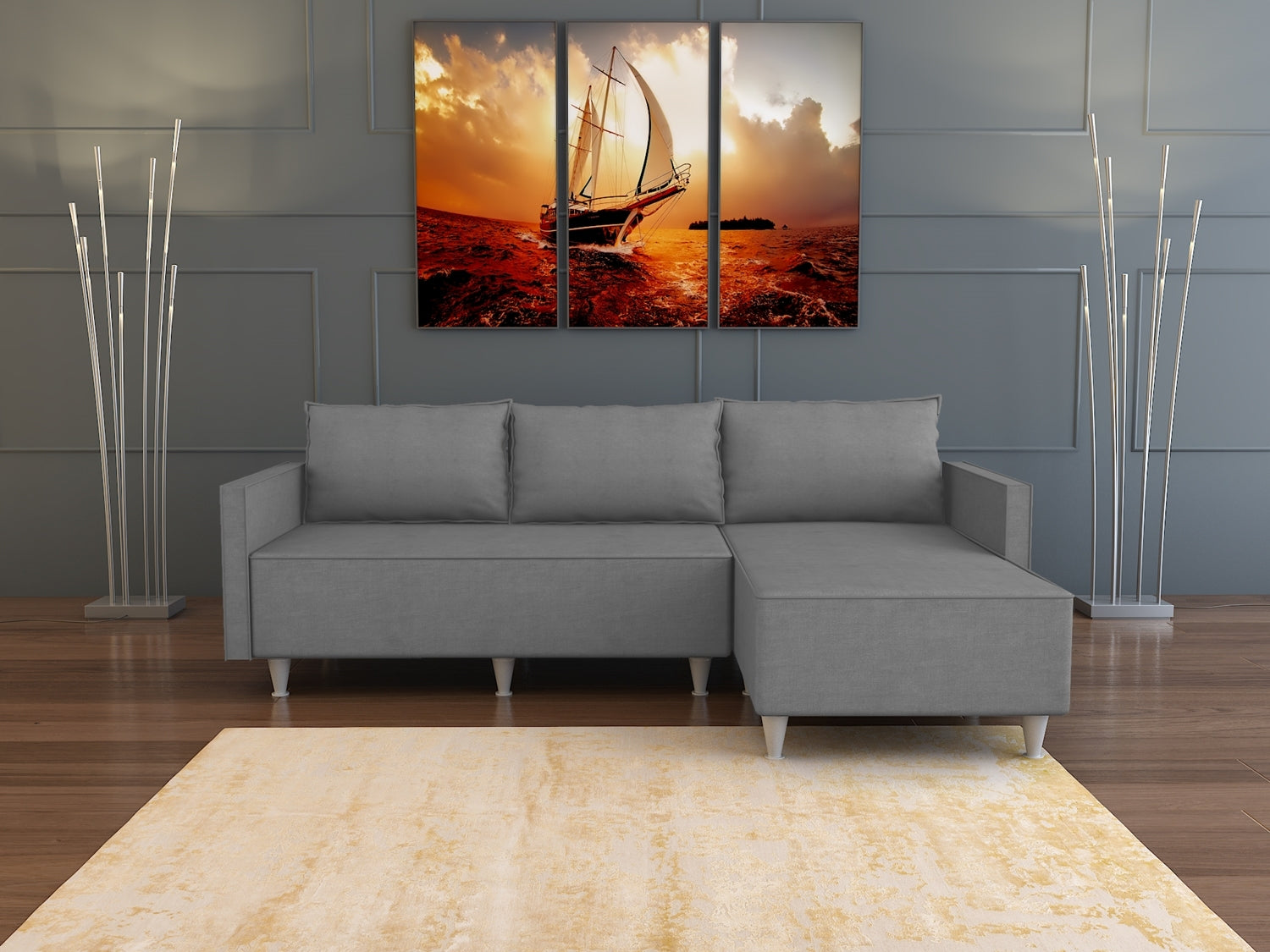 Aybuke Grey Sectional Sofa | Modern Living Room Furniture