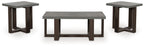 3-piece occasional table set with gray top and dark brown legs, two side tables
