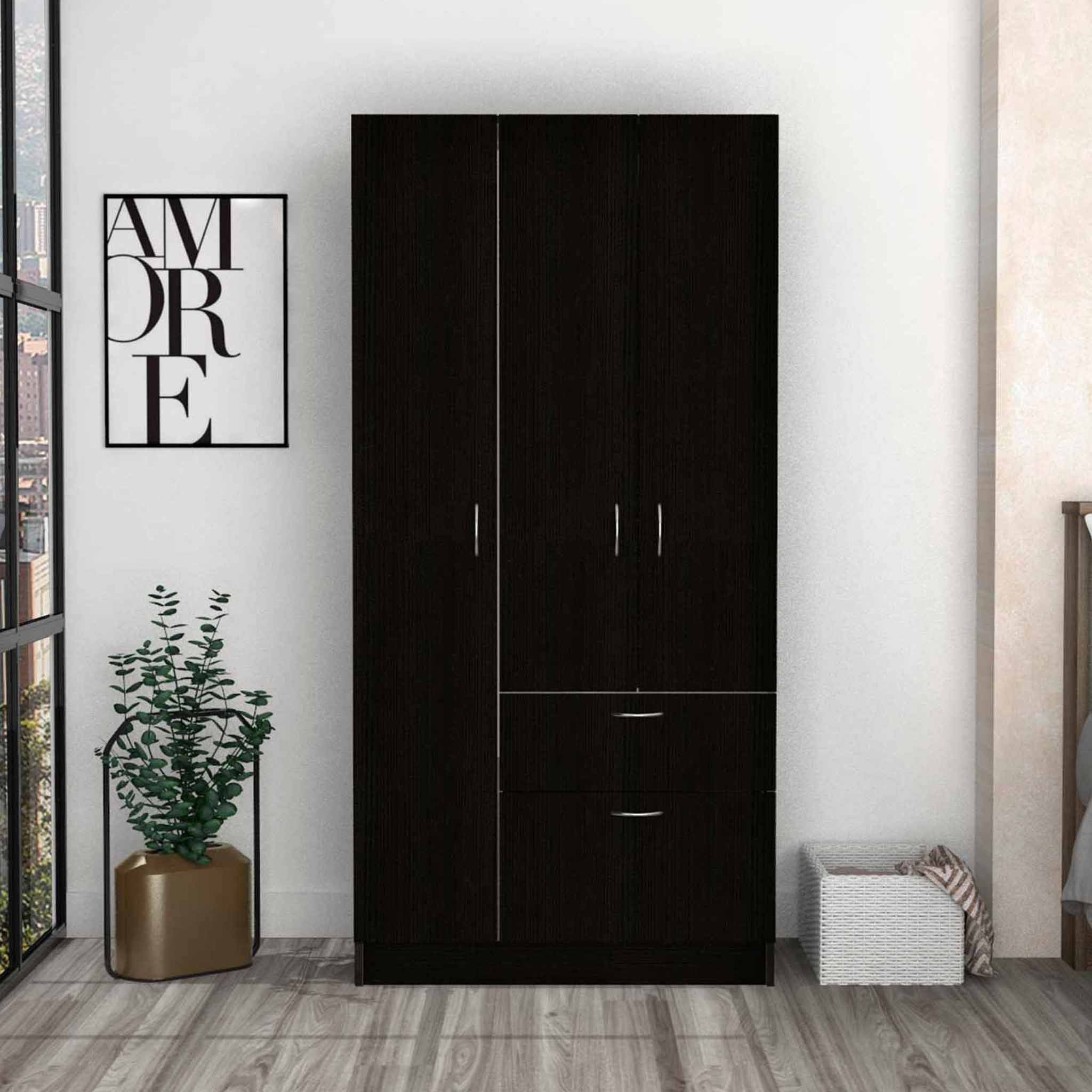 Meredith 1-Drawer Armoire Wenge & White Storage
