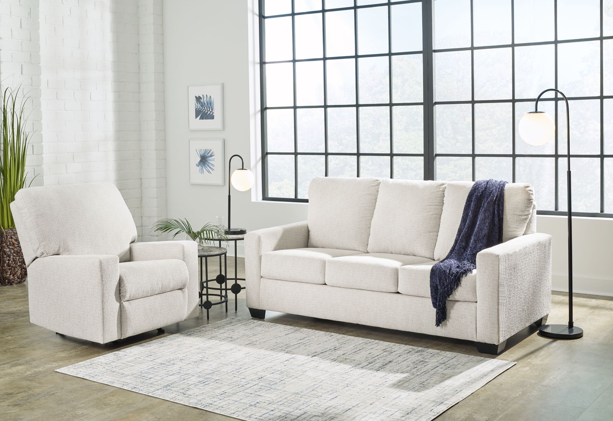 Beige fabric sofa with matching armchair, 3-seat style lounge set