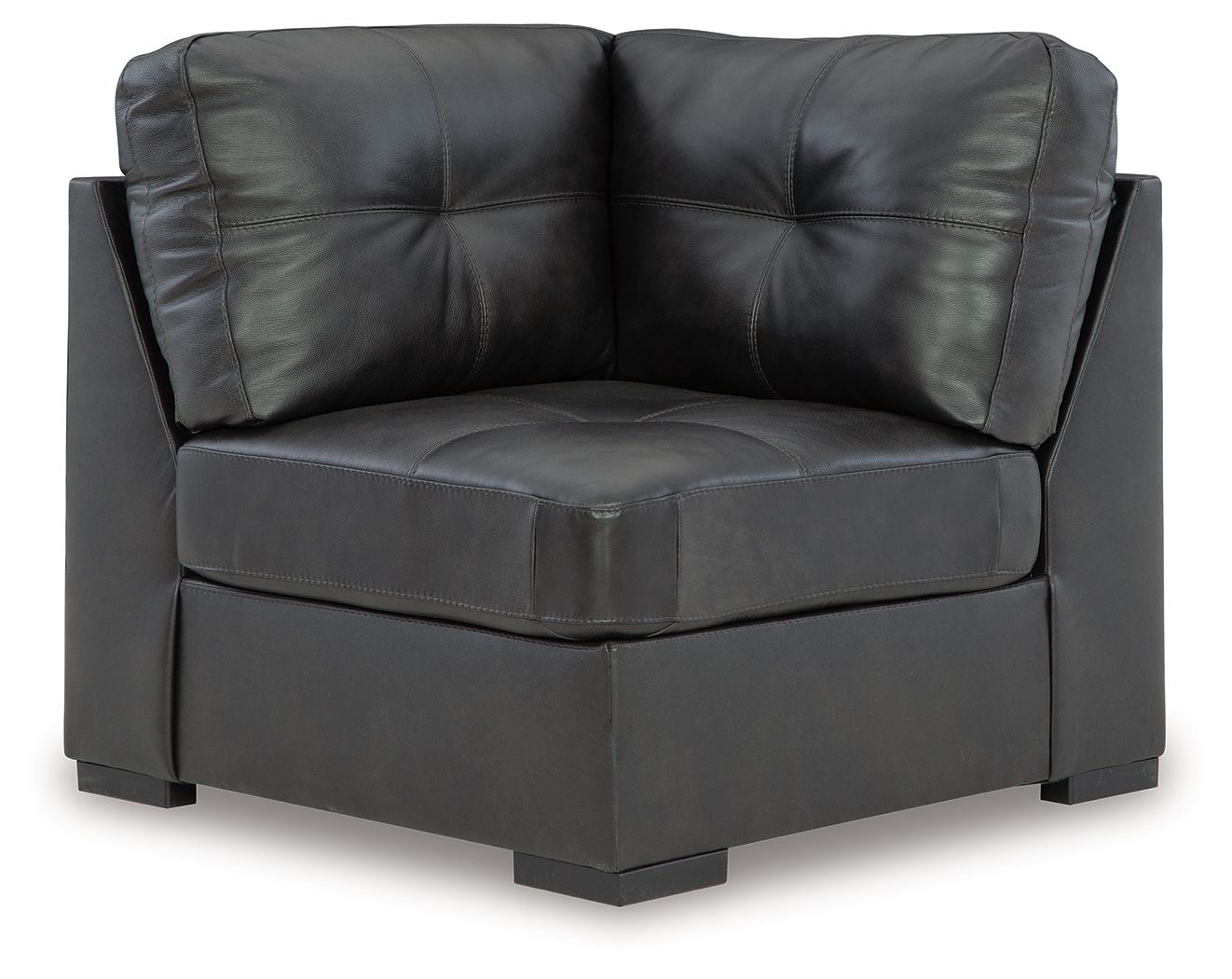 Dark gray leather-look wedge armchair with square legs