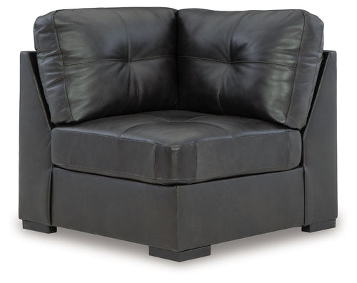 Dark gray leather-look wedge armchair with square legs