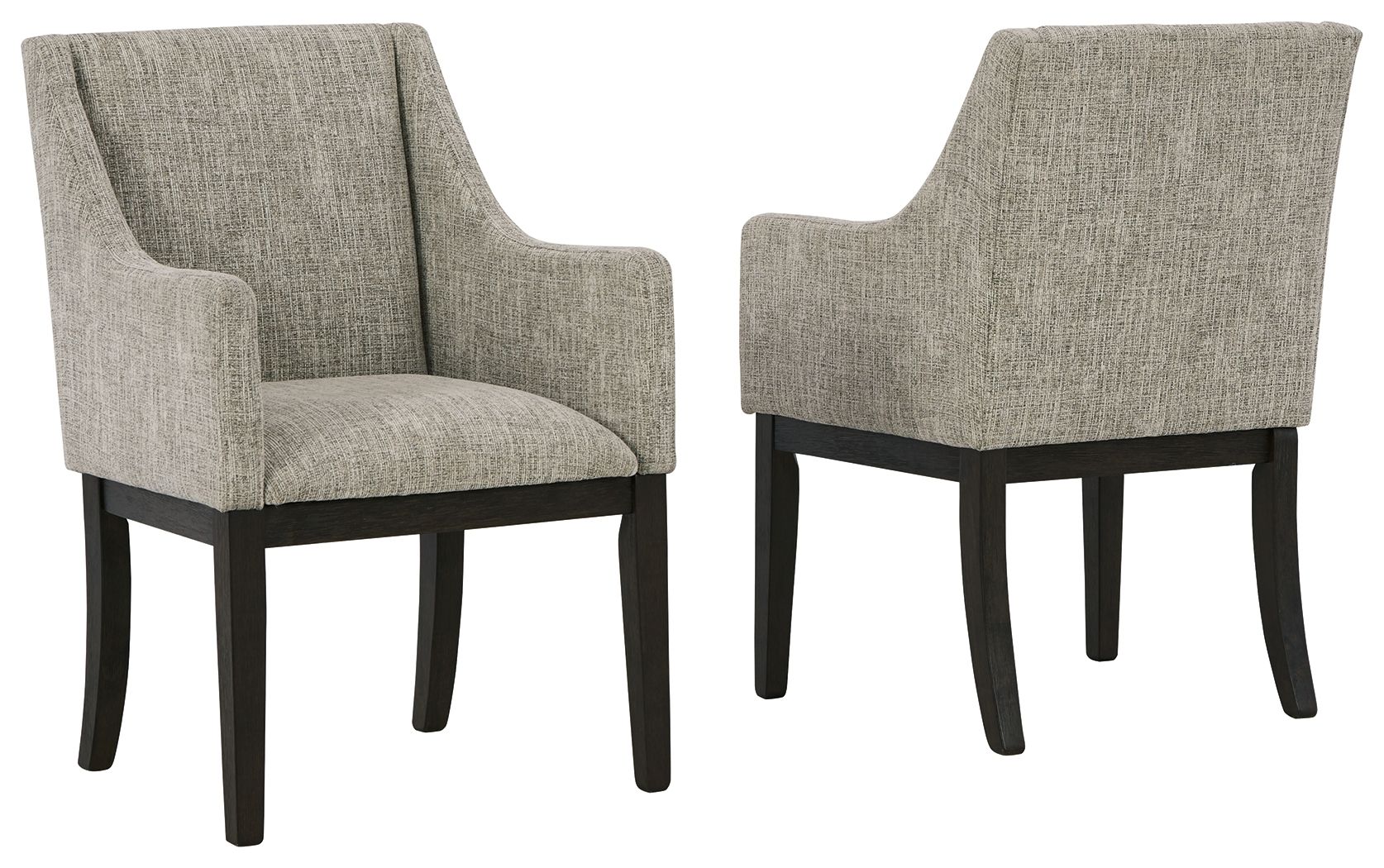 Burkhaus Beige & Dark Brown Two-Tone Upholstered Dining Arm Chair (Set of 2) - Padded