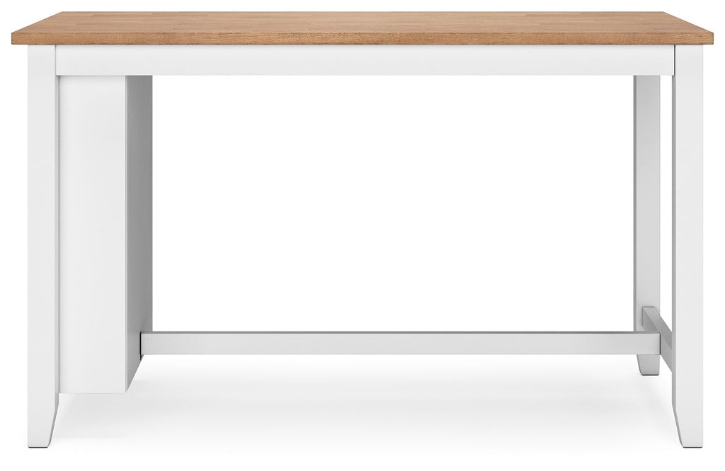 Rectangular dining counter table, light wood top and white frame