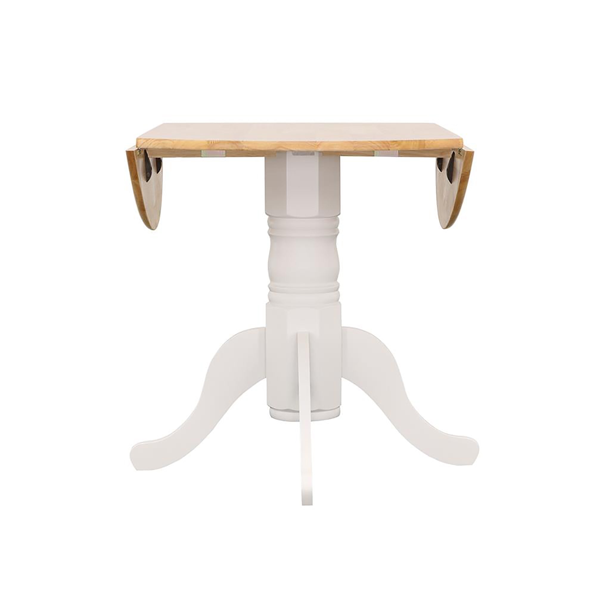 Round Drop Leaf Dining Table - Brown & White
