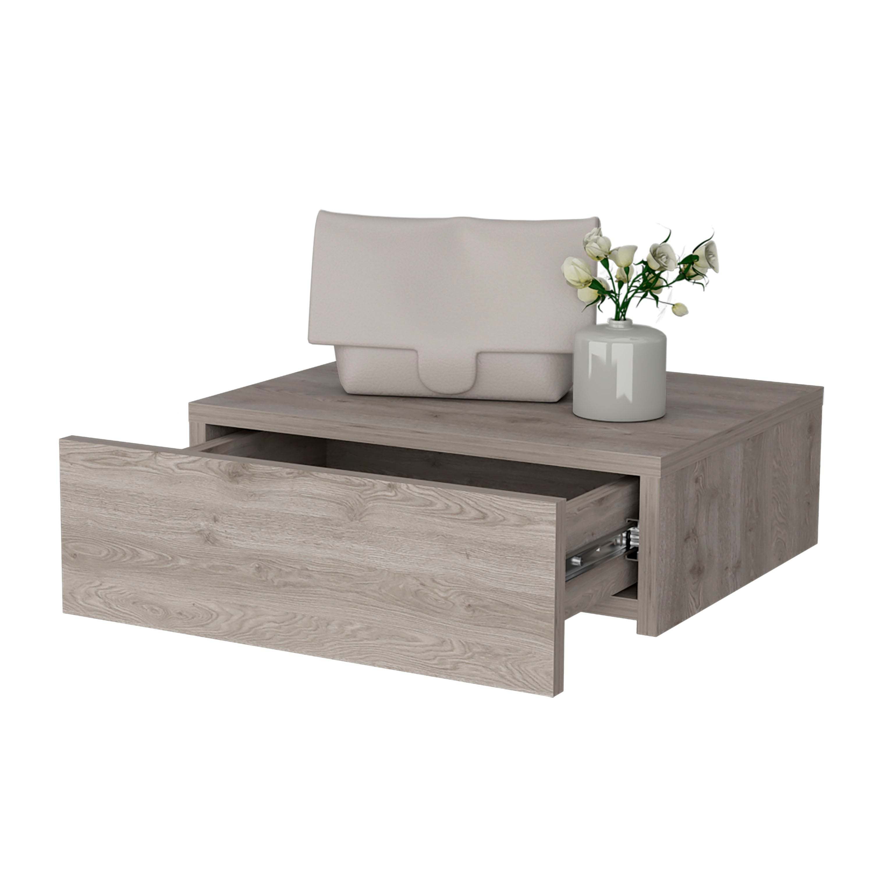 Light Gray Floating Nightstand - Wall Mounted