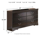 Huey black six-drawer dresser with cup pulls on drawer fronts