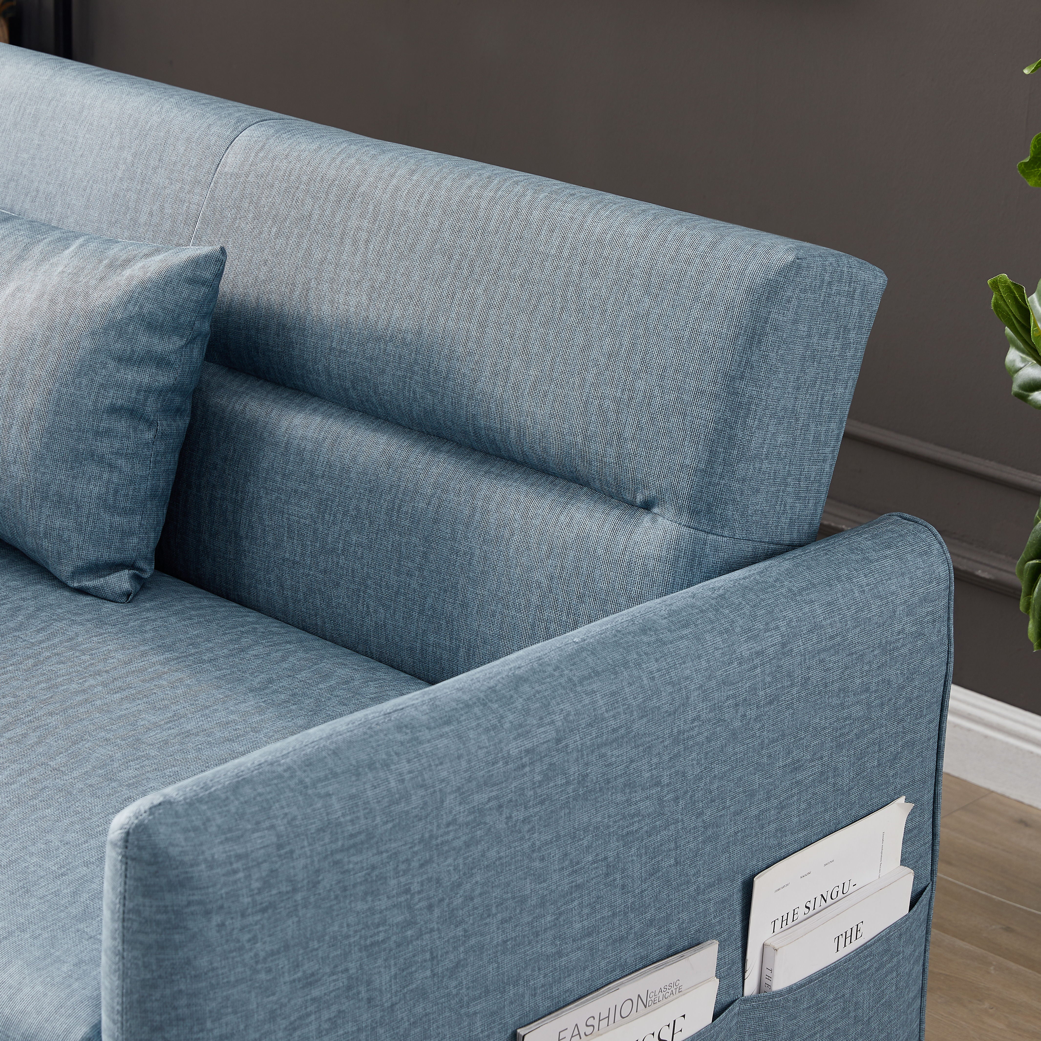 2033 Sky Blue Cloth Grain Leather (PU) Leisure Two-Seat Sofa