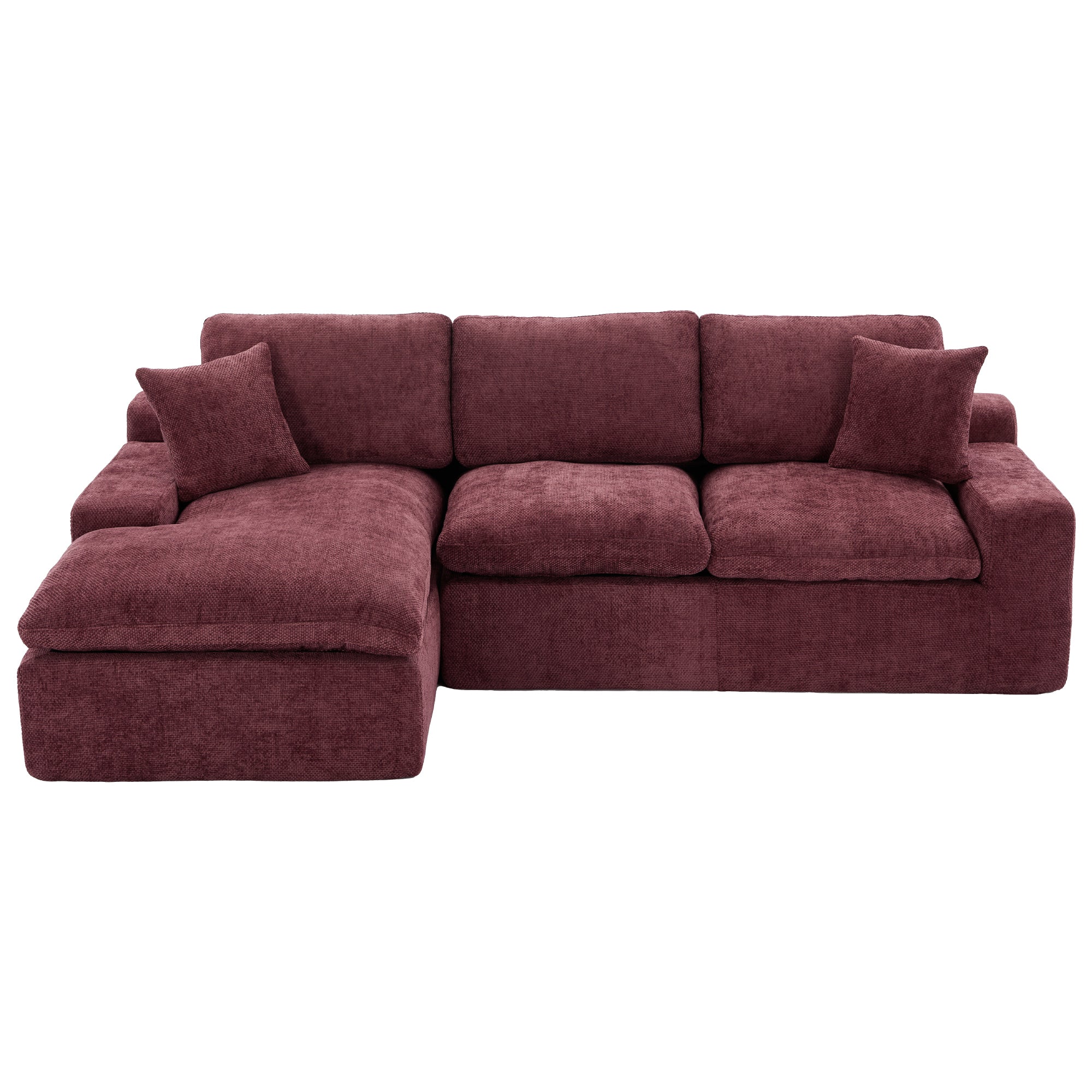 Cloud Sectional Sofa 107.9" - Red Chenille Upholstered Couch