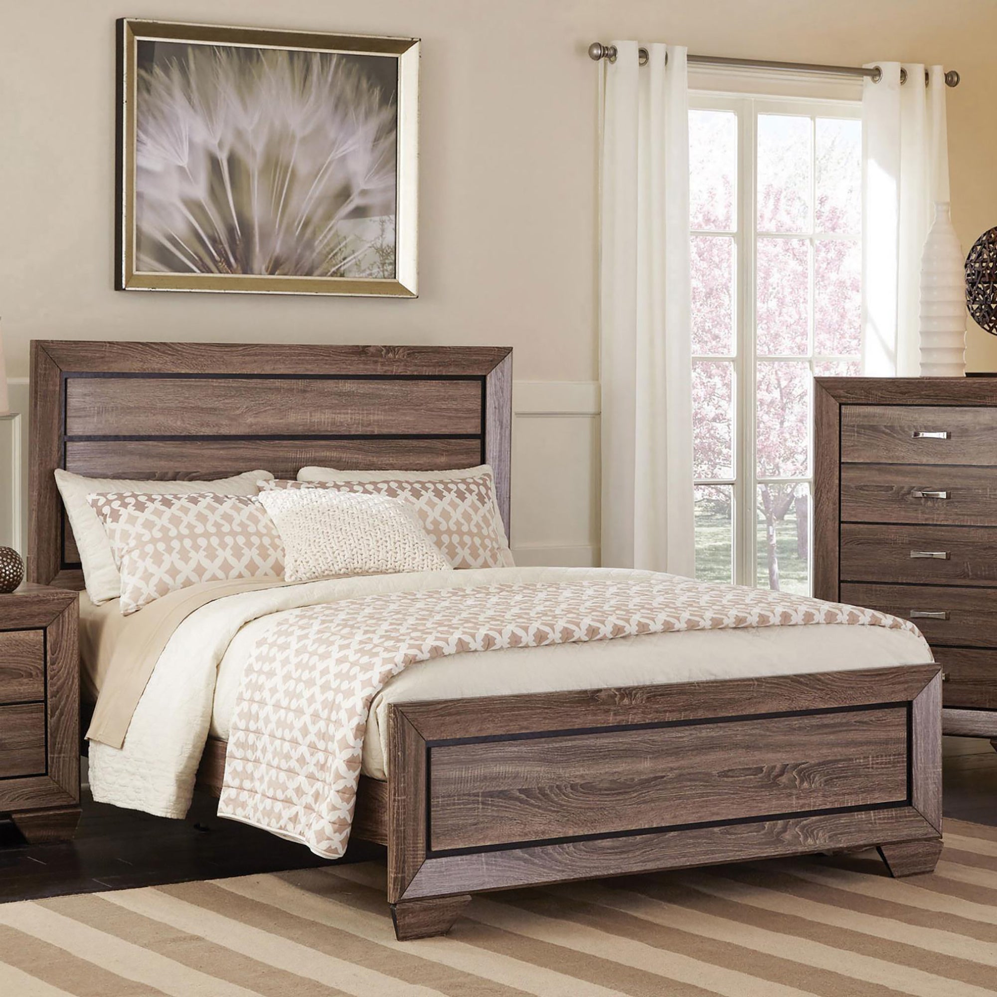 Washed Taupe Queen Panel Bed - Stylish Wood Frame for Modern Bedroom