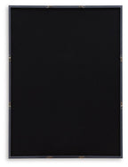 Framed wall art with blank black backing, black frame, and hanging hardware