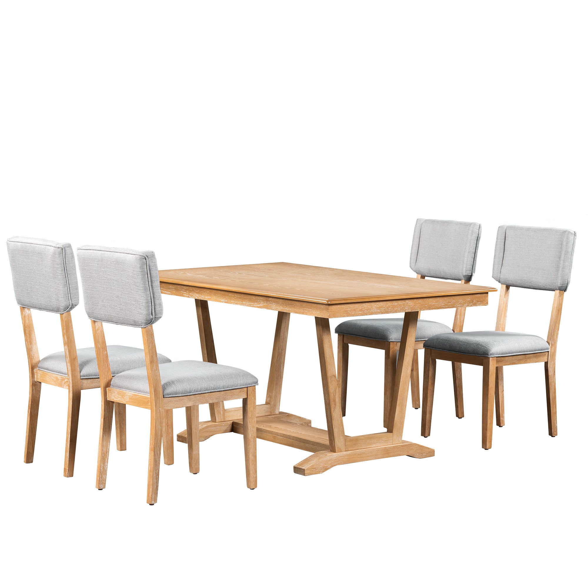 Rustic 5-Piece Dining Set, 59" Table & 4 Chairs