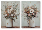 Set of 2 floral wall art prints, bouquets in white vases