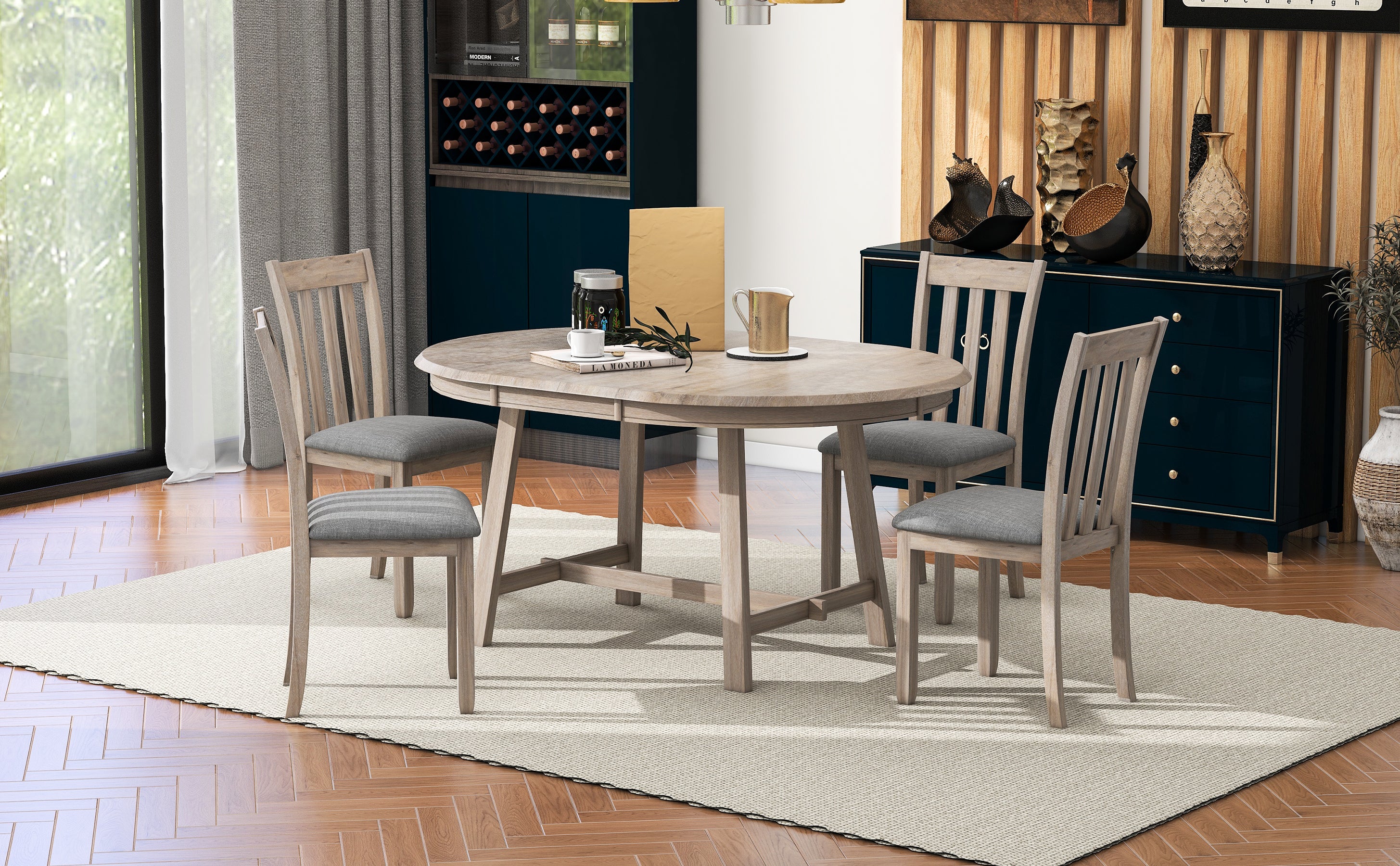 5-Pc Round Extendable Dining Set