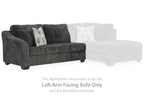 Dark gray left-arm facing sectional sofa with chaise extension, shown with highlighted section.