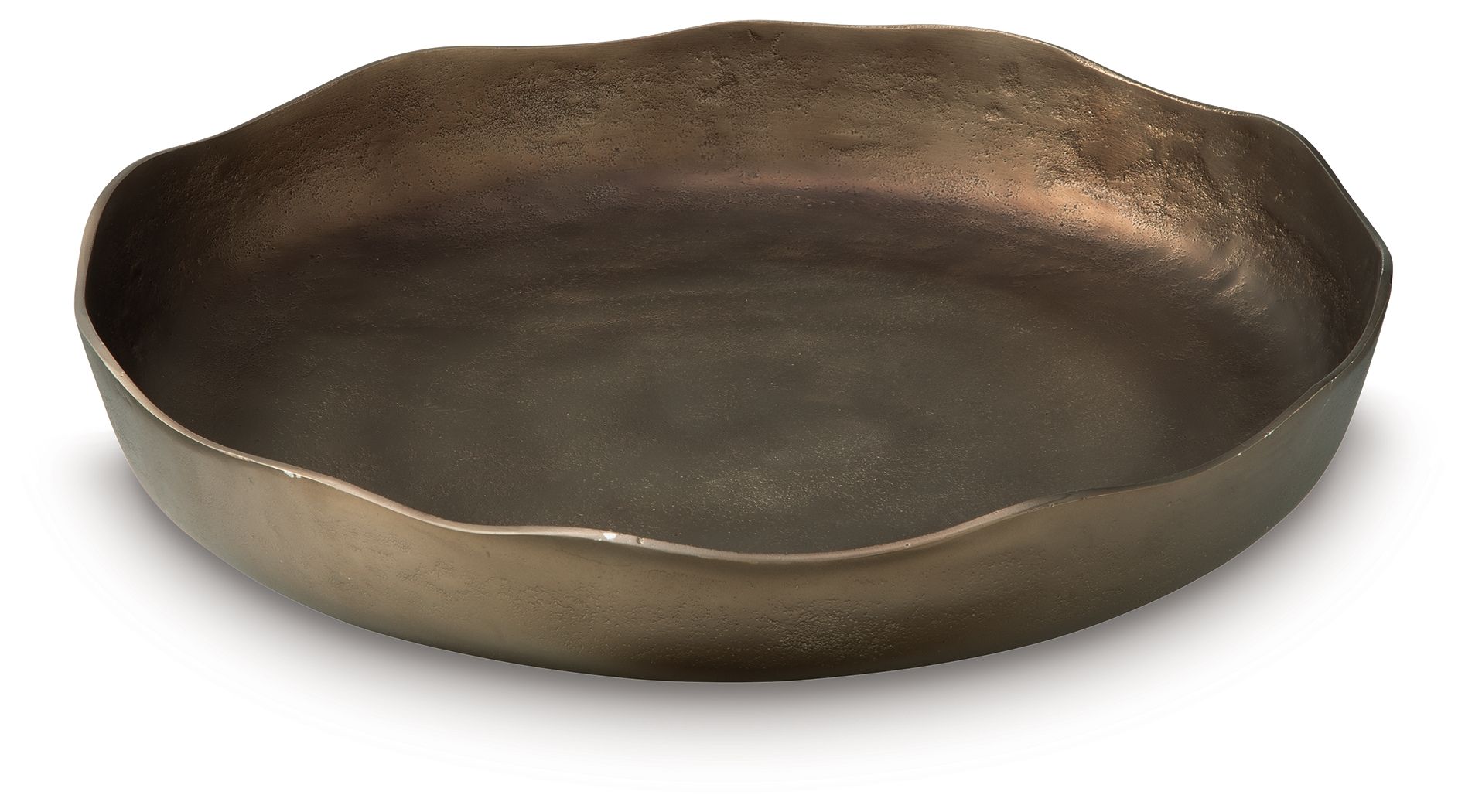 Champagne gold oval serving tray, curved sides and hammered finish