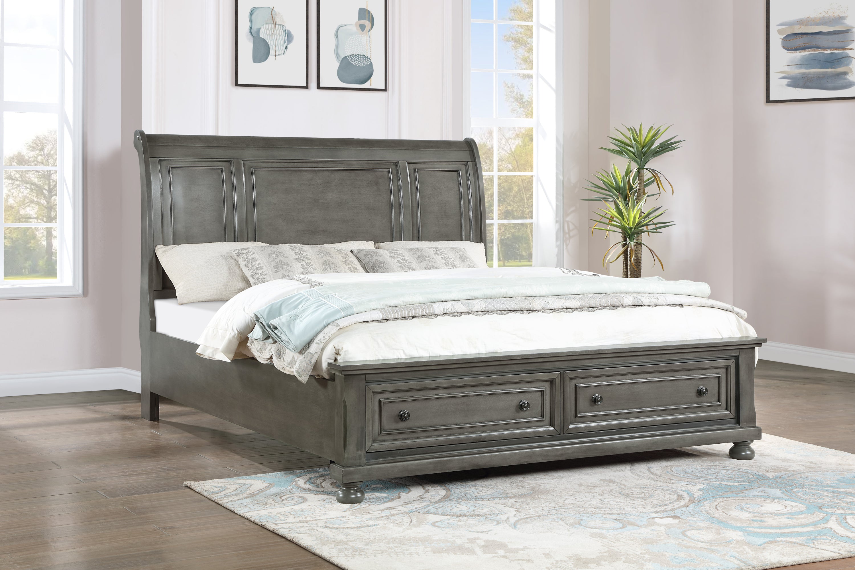 Meade G8905A-QB Gray Queen Bed – Modern Bedroom Furniture